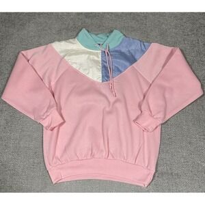 Vtg Choices From Gitano Sweatshirt Womens Medium Pink Colorblock‎ 80s Retro